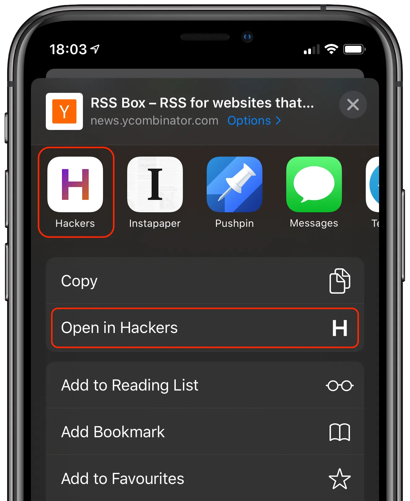 Open in Hackers screenshot